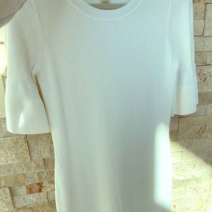 White ribbed midi dress